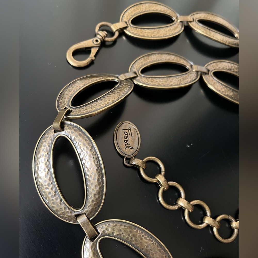 Fossil Circle Loop Clip Belt In Hammered Bronze - image 8